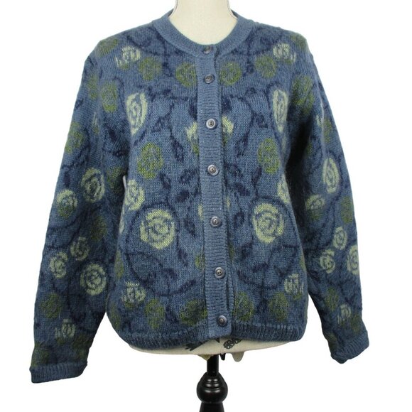 EQUORIAN Heritage Cardigan Mohair Sweater Size M 10/12 - Picture 1 of 7